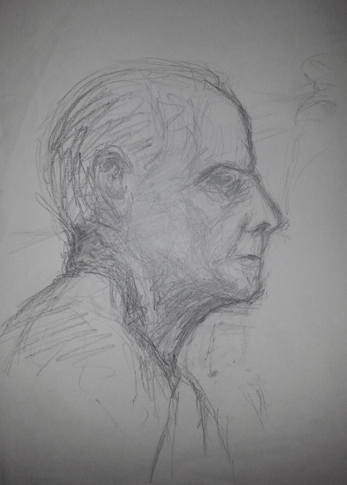 Portrait eines alten Mannes von der Seite